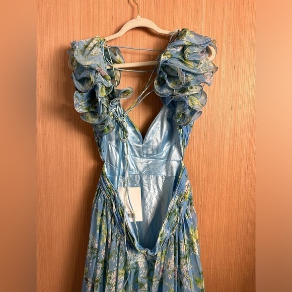 Mac Duggal Ruffle Tiered Floral Cut-Out Chiffon Gown, Size 12 (v) - Picture 7 of 16